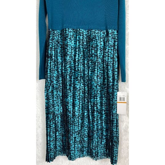 NWT Nina Leonard SP Dress Teal Knit Top Black Dots Bottom - Picture 4 of 6